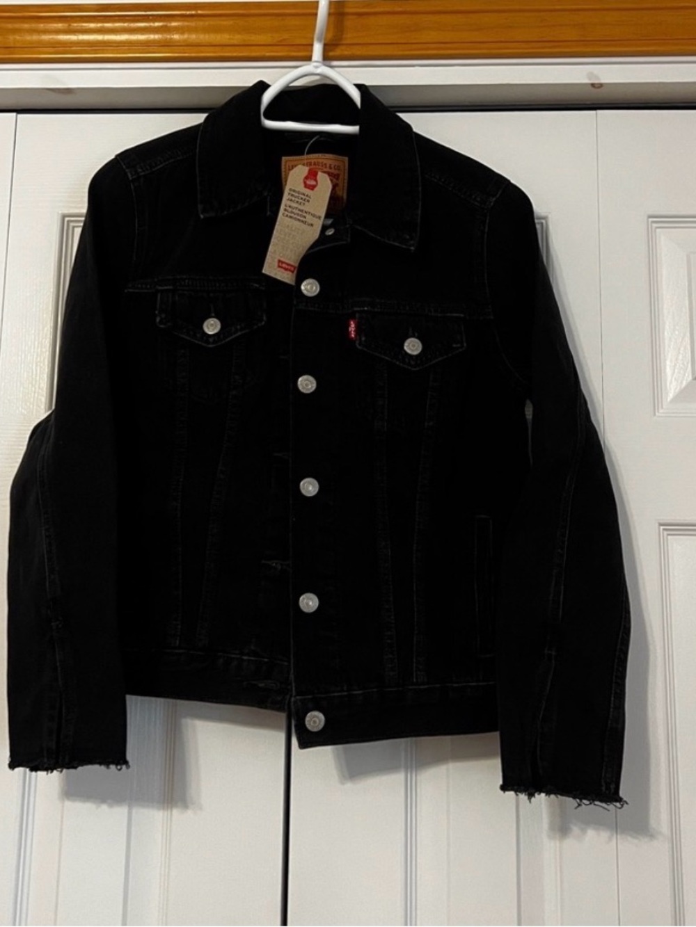 Levi's Black Denim Jacket with Raw Hem Sleeves